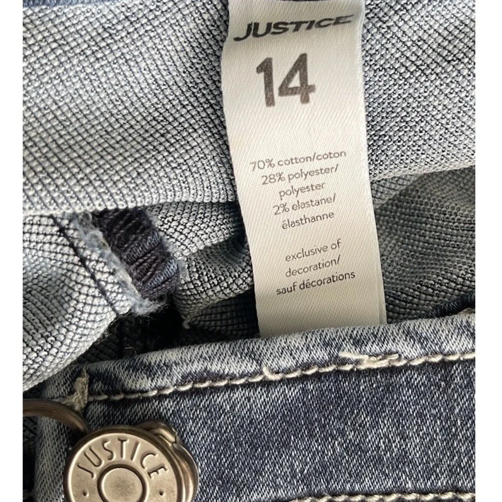 Justice‎ Denim Overalls Girls Size 14 Blue Medium Wash Slim Leg Drawstring Bib